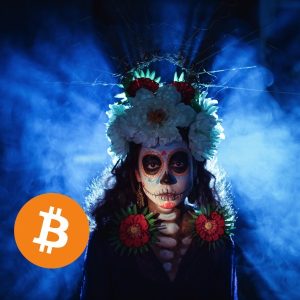 Criptomoneda combinada con elementos del Día de Muertos